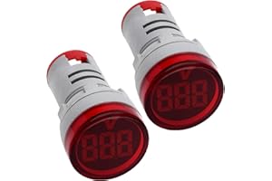 Greluma 2 pezzi 12-500 V AC Voltmetro digitale Misuratore di tensione Volt Gauge, 110 V 220 V 380 V Display a LED a colori rossi con testa tonda piccola da 22 mm