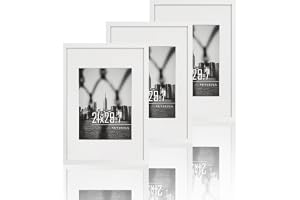 VUVUZULA Fotoram A4 Vit 21x30 cm Set med 3 Fotoramar Ram DIN A4 med Passepartout för Certifikat