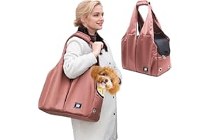 PETCUTE Borsa Trasportino Cane Gatti,Borsa per Cani Piccola Taglia con Cintura di Sicurezza Interna,Traspirante e Confortevole Borsa a Tracolla per Animali Domestici con Tasche,Fino a 6 kg