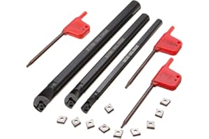 VeYocilk 13Pcs Indexable Lathe Tool Holders,3Pcs Metal Boring Bar Turning Tool Holder Set with S07K/S10K/S12M-SCLCR06 & 10pcs CCMT060204 Carbide Inserts for Cutting Threading Grooving