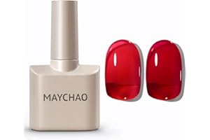 MAYCHAO 15ML Jelly Gel Nail Polish, Red Gel Polish Soak Off UV LED Nail Polish Nail Art Starter Manicure Salon DIY at Home, 0.5 OZ