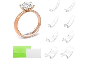 NECXON Ring Size Adjuster Set, 8Pcs Invisible Ring Size Adjuster with 8 Regulators & 1 Silver Wiping Cloth & 1 Adhesive Patch Ring Sizer for Men&Women