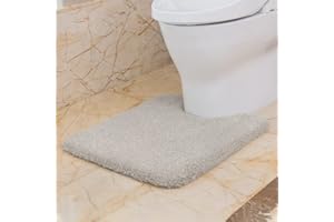 VANZAVANZU Alfombra de Baño para Inodoro Antideslizante Alfombrilla de Baño Inodoro Espesa Absorbente Alfombra de Ducha Ultra Suave Alfombra de Contorno Mullido Microfibra - 50 x 60cm (Gris Claro)