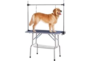 PawHut Hundepflegetisch Höhenverstellbar Tierpflegetisch Klappbar Hunde Pflegetisch Hundefriseur Tisch Schertisch Trimmtisch mit Unterkorb für Hunde Katzen bis zu 100 kg Blau