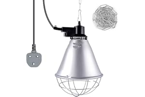 BrightArk Poultry Heat Lamp 250W with 2.5M Wire and 2M Hanging Chain, 2 Modes Energy Saving Switch, Livestock Brooder Lamp Infrared Heat Lamp for Chicks, Ducklings, Puppies, Piglets (No Bulb)