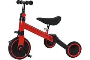 Homewell Dreirad ohne Schubstange, Laufrad ab 2 Jahre, Kinderdreirad für Kinder unterschiedlichen Alters, mit Faltbar Pedal, Abnehmbar Hinterräder, Keine Bremsen (04, Rot)