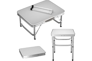 EFAN Folding Camping Table 2ft, Portable Picnic table with Carry Handle, For Indoor Outdoor Garden Party Dinning BBQ, Height Adjustable, 60x45x26/56cm