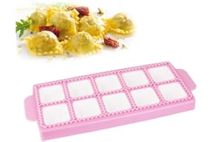 CODIRATO Moules à raviolis, Moules a Chaussons en Plastique pour raviolis carrés, 10 pièces pour pâtes Moule et Pâte Pression (Rose, 26.5 * 10.5 * 2cm)
