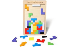 Anguxer Tangram Puzzle, Tetris, holzpuzzle ab 3 Jahre, Montessori Spielzeug, Montessori Bildungsgeschenk für Kinder
