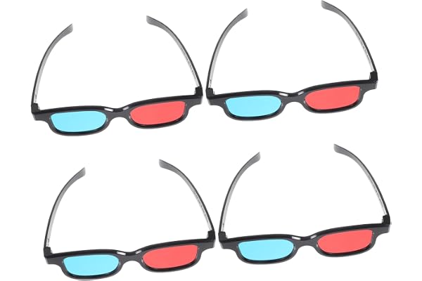 DOITOOL Lunettes 3D Rouges et Bleues Universelles en Plastique Lot de 4 Légères pour Télévision et Smartphone pour Cinéma et Projection à Domicile
