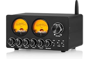 Douk Audio 5 Band equalizer Bluetooth EQ förförstärkare för hemstereo/datorhögtalare/förstärkare med VU-mätare (EQ5-ton uppgraderad version)