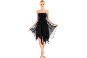 Alvivi Women's Lyrical Contemporary Dance Dress Chiffon Asymmetrical High-Low Skirt Ballet Dancewear Costume