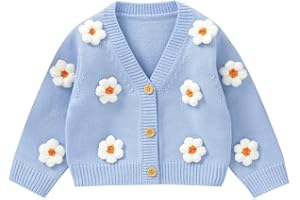 LAWKUL Baby Toddler Girl Cardigan Warm Sweater Floral Long Sleeve Jumpers Coats Knitted Clothes