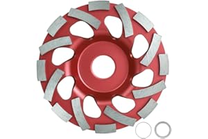 Adiwo Turbo Diamond Cup, 5 Inch Diamond Grinding Cup Wheel, 125x22.2mm, Segment Cutting, Professional Angle Grinder, Comes with Two 20mm 16mm Reducer Rings, for Granite, Concrete, Wall, Stone, Red