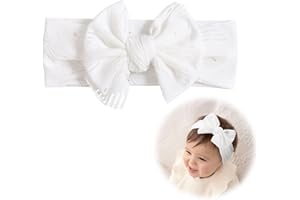 XIXKOLYU® Opaski na czoło dla dziewczynek, białe, rozciągliwa kokarda z szeroką krawędzią, dla noworodków, małych dzieci, opaski do włosów i kokardy, akcesoria do włosów, miękkie