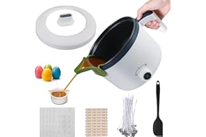 Couleeur Sciogli Cera per Candele, 1.8L Kit di Fabbricazione di Candele di Soia con Beccuccio Versatore, Pentola Elettrica per Fondere Cera con Stoppini, Adesivi per Stoppini,per Candele Fai d