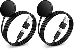 BAMKEY 2Pack USB C Charger for Samsung Galaxy Watch 8/7/Ultra/6/6 Classic/5/5 Pro/4/4 Classic/3/Active 2/FE, Wireless Galaxy Cable 1.2m Magnetic Charging Cord Smart Charger with USB to USB C Adapter
