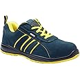 Blackrock Hudson Steel Toe Cap Safety Shoes, Mens Womens Lightweight Trainers, Safety Trainers, Work Trainers, Workwear, Non Slip, Wide Fit, Suede, Blue/Yellow, Light Safety Shoes - Size 8