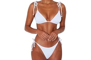 CheChury Femmes Maillot De Bain Deux pièces Ficelle de Cravate Halter Bikini Rembourré Réglable Triangle Bikini Classique Push-Up Brésilien