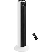 FOHERE Leiser Turmventilator, 102cm Oszillierender Standventilator mit Fernbedienung, 4 Modi, 12 Stufen, 12 Std Timer, 7,6m/s Geschwindigkeit für Zuhause Schlafzimmer Büro, Schwarz