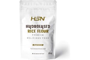 Harina de Arroz Hidrolizada de HSN | Sin Sabor 3 Kg = 75 Tomas por Envase | Para Tomar en Batido | Ideal batidos de carbohidratos y proteínas para celiacos | No-GMO, Vegano, Sin Gluten