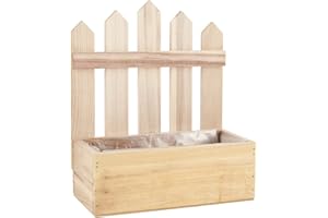 ‎HERZ & HEIM Herz & Heim® Pflanzkiste aus Holz mit Deko-Zaun Natur, 23 cm x 27 cm x 10,5 cm (B/H/T)