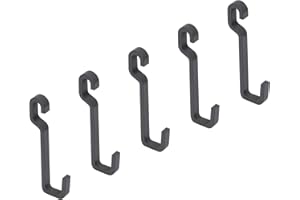 Emuca - Set da 5 ganci da cucina, appendini per utensili da cucina, acciaio, grigio antracite.