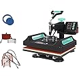 UKPRESS Heat Press Machine 8 in 1 38x38cm Sublimation Printing Swing Away 360 Degree for T Shirts Mug Hat Plate Cap Mouse Pads Dual Digital Control Multifunctional (Green)