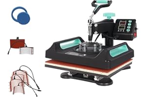 UKPRESS Heat Press Machine 8 in 1 38x38cm Sublimation Printing Swing Away 360 Degree for T Shirts Mug Hat Plate Cap Mouse Pads Dual Digital Control Multifunctional SJYP8038-8 (Green)