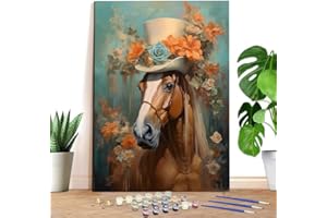 Reofrey Kit di pittura con i numeri, per cavalli adulti, tela 40 x 50 cm, pittura con i numeri, set di colori acrilici, arte fai da te rilassante per principianti ed esperti, decorazione da parete per