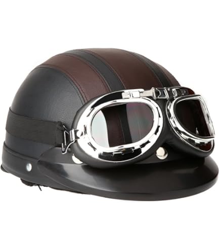 Johnnylulu Retro Open Face Motorcycle Crash Half Helmet Dot