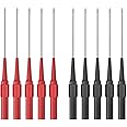 Cleqee 10PCS 0.7mm Long Version Test Probes Pins Non-Destructive Insulation Wire Piercing Needles Stainless Steel Multimeter Probes for 4mm Male Banana Plug Red&Black