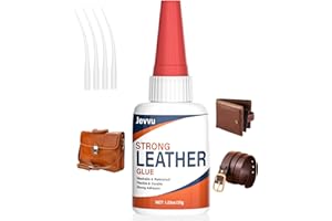 Jevvu Leather Glue, 35g Strong Permanent Adhesive, Clear Leather Repair Glue for Jackets, Purses, Furniture, Car Seat, Shoes, Handbags, Leathercraft