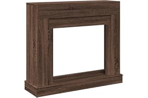 vidaXL Fireplace Surround - Brown Oak Engineered Wood Mantel with Functional Shelf - LED Flame Compatible - 100 x 30 x 87.5 cm