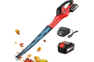 TEENO Soplador de Hojas inalámbrico, 20 V, 3,0 Ah, Velocidad de 13000 RPM, Velocidad de Aire de 288 km/h, Tiempo de Funcionamiento 18 Minutos, batería y Carga Incluidas
