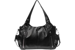 Starnearby Sac à Main Vintage Multi-poches pour Femme, Sac City Bag Tendance, Sacs Fourre-tout Femme en Cuir PU, Hobo Sacs Bandoulière Rétro pour Ecole, Travail ou Voyage