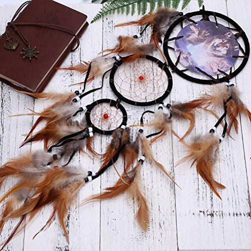 Soledi Indian Dreamcatcher Traumfänger gute Träume Geschenk und Dekoration für Haus Wolf / Eagle (Wolf) - 2