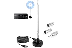 SUUOSL Antenne Radio FM Dab Intérieure 79CM avec Base Magnétique et Câble 3M, Réception Numérique HD pour Récepteur Stéréo, Home Cinéma, Tuner HiFi, TV, Audio Vidéo