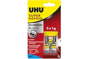 PEGAMENTO UHU SUPER RÁPIDO GEL MINI CAJA | Pegamento Fuerte | Blister de 3 unidades
