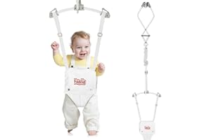 FUNLIO Sdraietta per Porta Baby per 6-24 Mesi (con Morsetto per Porta), Porta Baby Jumper con Molla Robusta/Cinghia Regolabile, Portata 18 kg, Facile da Montare e Riporre, Certificato CE CPC - Bianco