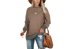 Jescakoo Pullover Damen Langarm Sweatshirt Rundhals Leicht Langarmshirt Lockere Passform Oberteile Herbst Winter