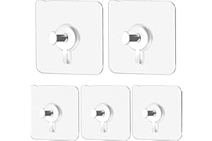 XIXKOLYU® 5 sztuk samoprzylepnych haczyków na zdjęcia – mocne haczyki samoprzylepne, przezroczyste wieszaki na zdjęcia, plakaty i obrazy bez wiercenia