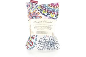 EL SAQUITO DE LA SALUD Saco Térmico de Semillas para microondas Aroma Lavanda, Azahar o Romero para aplicar Calor seco Natural con funda lavable Flores Multicolor (Azahar, M (50 x 15 CM))