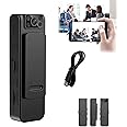 HD Body Camera 1920p with Noise Reduction, Portable Body Worn Camera with Night Vision, WiFi, Audio/Video Recording, Back Clip, 180° Adjustable Angle