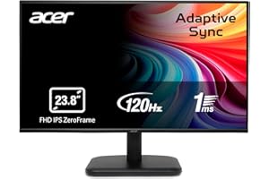 Acer EK241YGbif Monitor PC 23.8", Display IPS Full HD, 120 Hz, 1ms VRB, 16:9, AdaptiveSync, VGA, HDMI 1.4, Lum 250 nits, Schermo PC con Contrasto 100M:1, ZeroFrame, Cavo HDMI Incluso, Nero