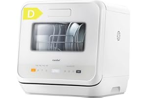 COMFEE' Table Top Dishwasher, Mini Countertop Dishwasher with 6+3 Programs, Steam Wash, Baby Care & Fruit Wash, No plumbing, Delay Start, 72H Storage - White