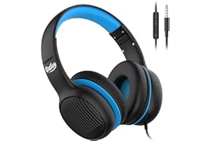 gorsun Premium A66 Kopfhörer für Kinder mit 85dB/94dB Lautstärkebegrenzung, in-line HD-Mikrofon, Audio-Sharing, Faltbare KinderKopfhörer, einstellbare Toddler Kopfhörer Over-Ear, Blau Schwarz