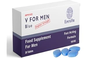 ErexOn - V for Men Blue 20 Tablets - Herbal Supplement for Men - Strong Effect - Performance & Enhancement Tablets for Men - Maca, Glycine, Korean Ginseng and Zinc