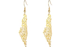 EUEAVAN Palestina Orecchini pendenti per donne Mappa della Palestina Stampa della bandiera del paese Orecchini Portali a casa ora Gioielli patriottici Regalo Judaica