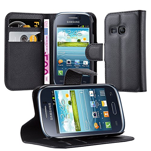 Cadorabo - Book Style Hülle für Samsung Galaxy XCOVER 3 (G388F) - Case Cover Schutzhülle Etui Tasche mit Standfunktion und Kartenfach in PHANTOM-SCHWARZ